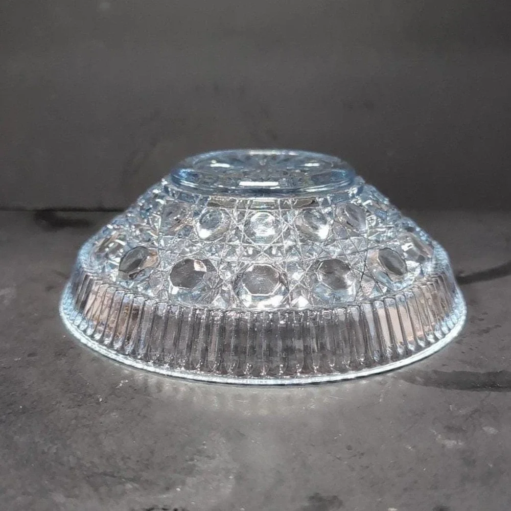 Federal Glass Buttons & Cane Blue Candy‎ Dish, Vintage Starburst Centerpiece